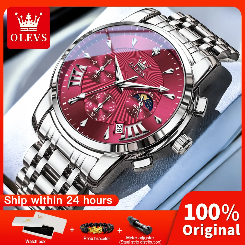 OLEVS 2892 Mens Watch Original Business Quartz Watch Moon Phase Multifunctional Chronograph Calendar Window Watches For Men
OLEVS 2892 Mens Watch Original Business Quartz Watch Moon Phase Multifunctional Chronograph Calendar Window Watches For Men