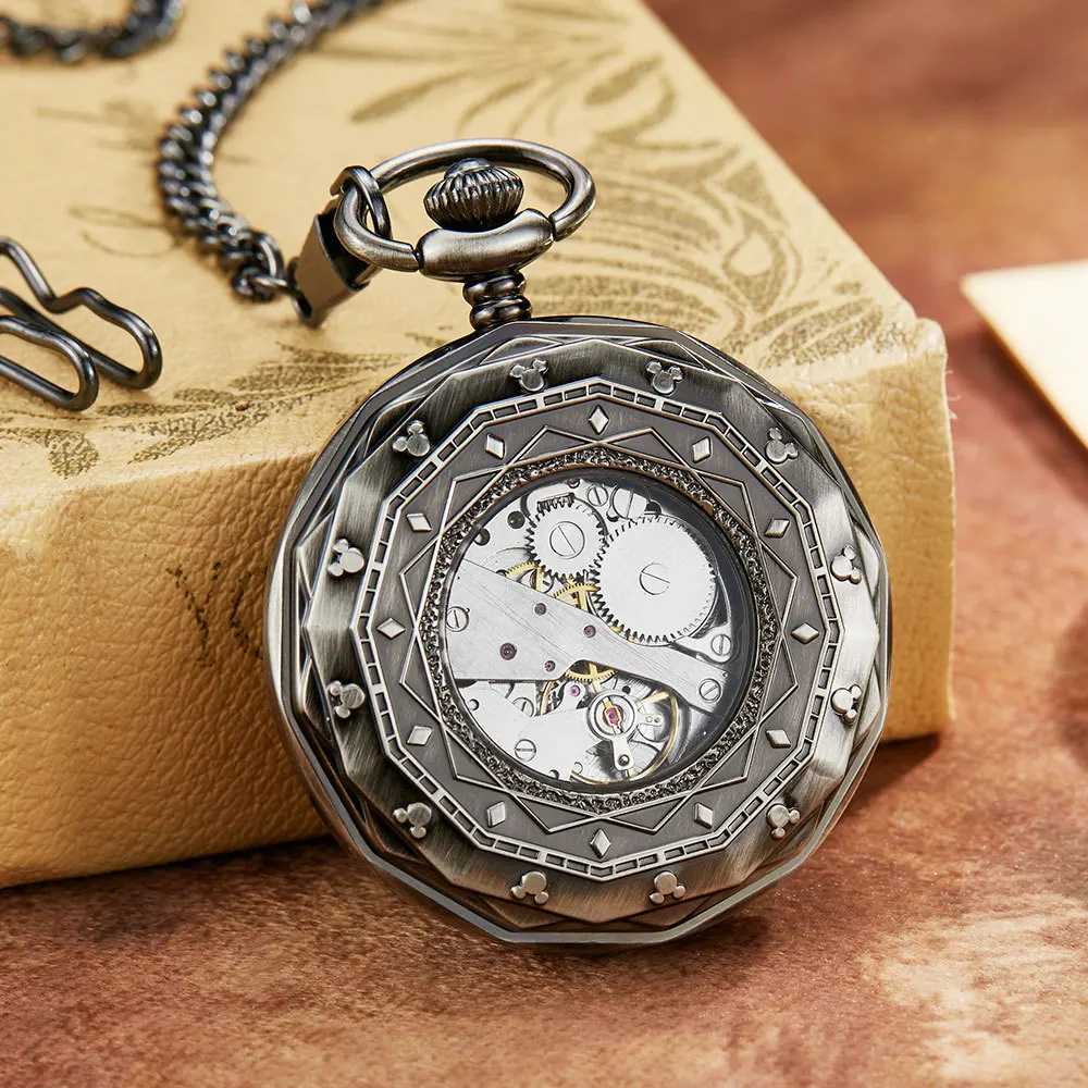 Vintage Transparent Glass Open-Face Pocket Watch with Train Pattern Dial Engraving, Manual Mechanical
Vintage Transparent Glass Open-Face Pocket Watch with Train Pattern Dial Engraving, Manual Mechanical