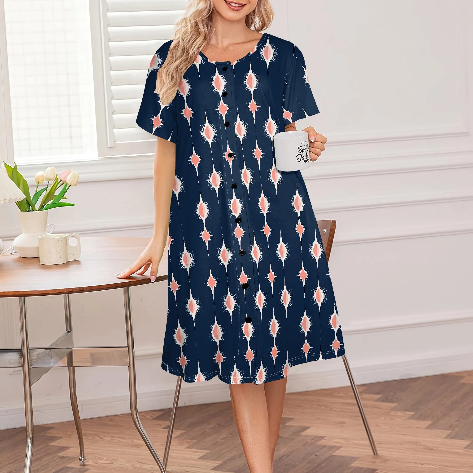 Abstract Starry Pattern Dress | Geometric Print in Navy Blue with Short Sleeves | XS-3XL
Abstract Starry Pattern Dress | Geometric Print in Navy Blue with Short Sleeves | XS-3XL