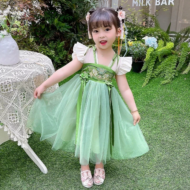 Girls Chinese Style Hanfu Dress Green Embroidery Tulle Princess Dress for Summer Party Girl Hanfu Retro Ancient Style Dress 2026
Girls Chinese Style Hanfu Dress Green Embroidery Tulle Princess Dress for Summer Party Girl Hanfu Retro Ancient Style Dress 2026