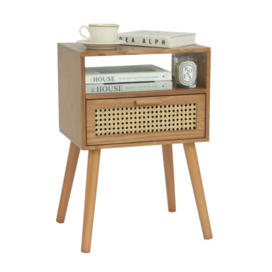 Mid Century Modern Nightstand with Drawer, Small Nightstand Bedside Table, Rattan Nightstand, Wood End Table for Bedroom, Livin
Mid Century Modern Nightstand with Drawer, Small Nightstand Bedside Table, Rattan Nightstand, Wood End Table for Bedroom, Livin