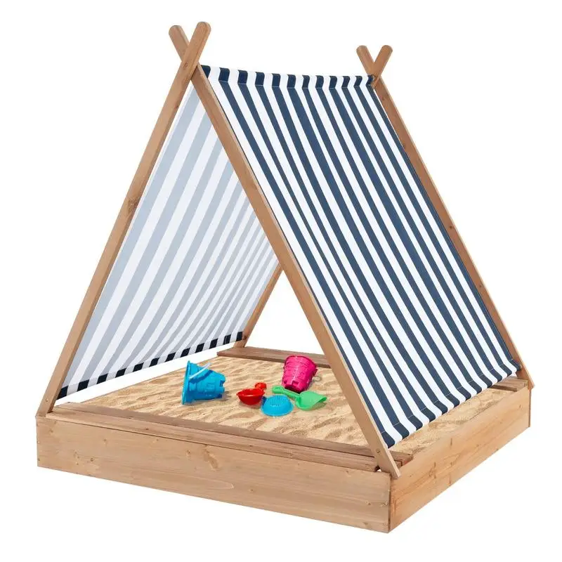 49 x 48 Inch Kids Wooden Sandbox with Cover and 2 Bench Seats
49 x 48 Inch Kids Wooden Sandbox with Cover and 2 Bench Seats