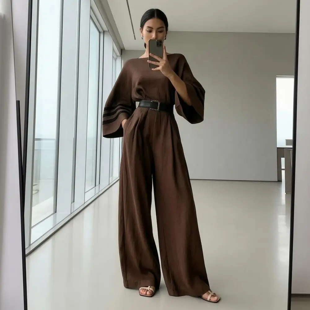 Elastic Jumpsuit,Everyday Wear Batwing Long Sleeve Wide Leg Rompers, Casual Boat Neck Outfits with Pockets(no blet)
Elastic Jumpsuit,Everyday Wear Batwing Long Sleeve Wide Leg Rompers, Casual Boat Neck Outfits with Pockets(no blet)