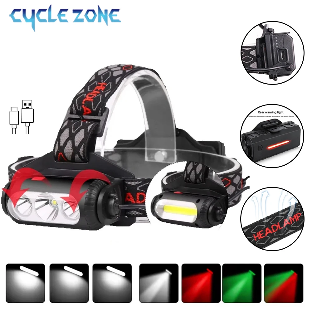 Powerful LED Headlamp USB Rechargeable Headlight Rotatable COB Flashlight 8 Mode Head Torch for Camping Fishing Night Driving
Powerful LED Headlamp USB Rechargeable Headlight Rotatable COB Flashlight 8 Mode Head Torch for Camping Fishing Night Driving