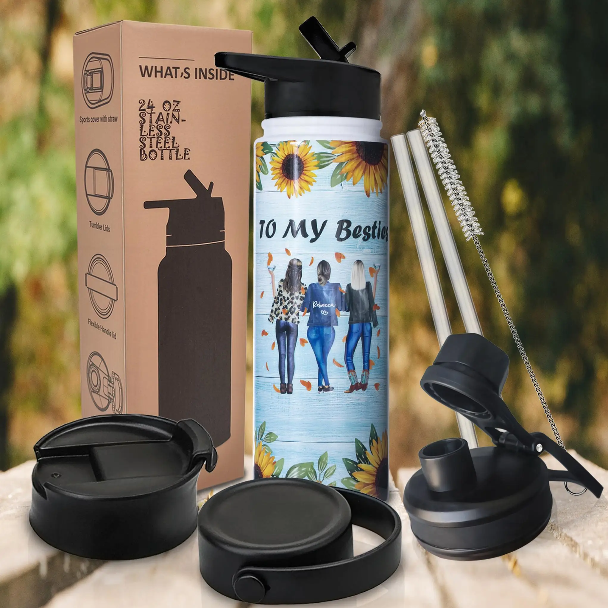 Gift Water Bottle for Bestie – 24oz Stainless Steel, Vacuum Insulated, 4 Lids Included, Wide Mouth, Friendship Design
Gift Water Bottle for Bestie – 24oz Stainless Steel, Vacuum Insulated, 4 Lids Included, Wide Mouth, Friendship Design
