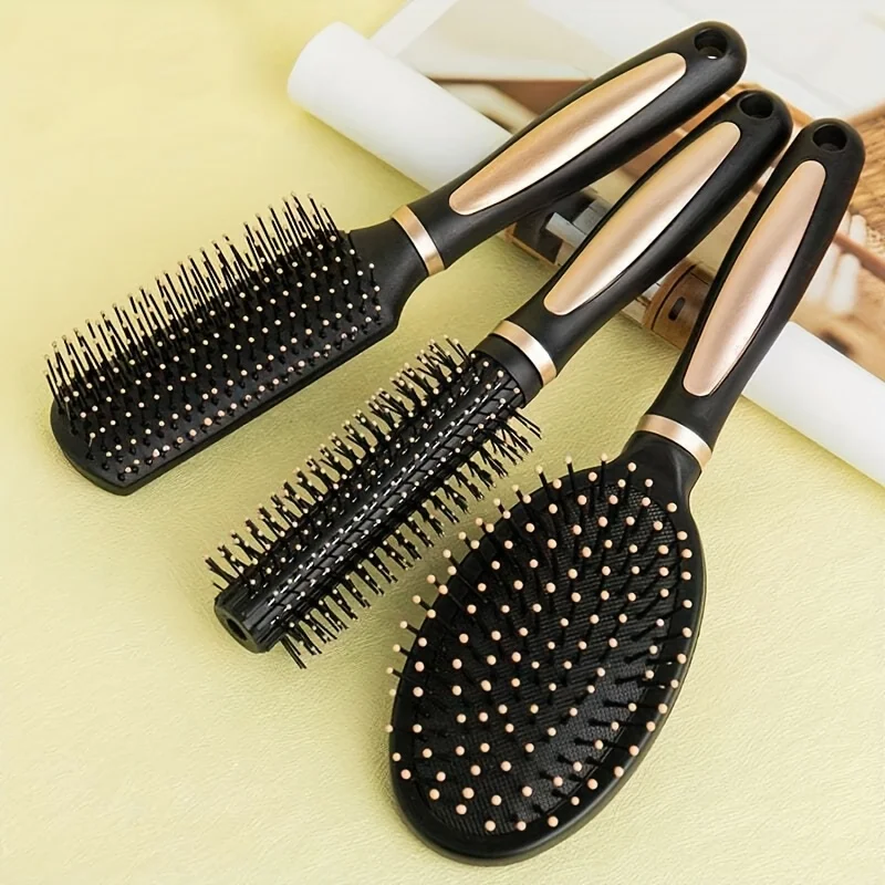 Collection of Versatile Hair Brushes - Round Brush for Adding Volume, Paddle Brush for Untangling, and Vent Brush
Collection of Versatile Hair Brushes - Round Brush for Adding Volume, Paddle Brush for Untangling, and Vent Brush