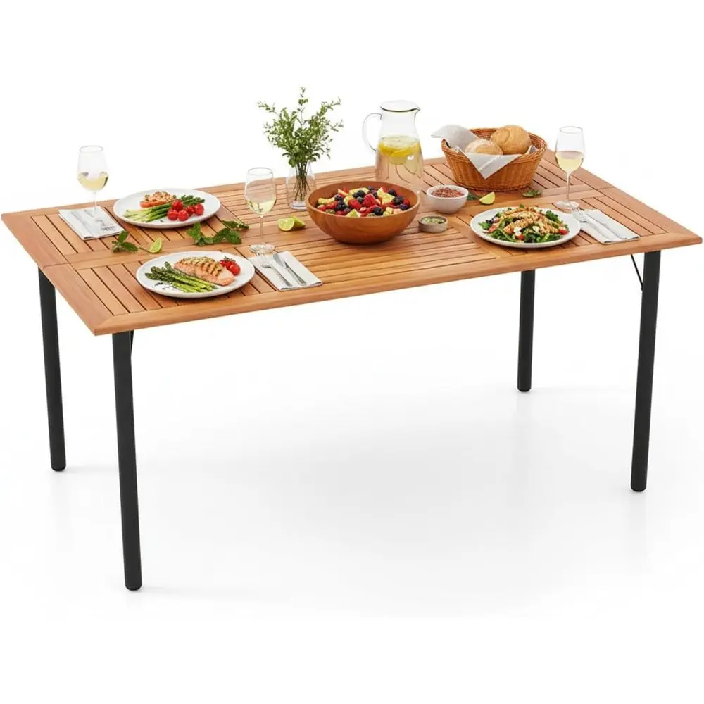 63 Acacia Patio Dining Table for 6, Metal Legs, Umbrella Hole, Suitable for Indoor/Outdoor Use
63 Acacia Patio Dining Table for 6, Metal Legs, Umbrella Hole, Suitable for Indoor/Outdoor Use