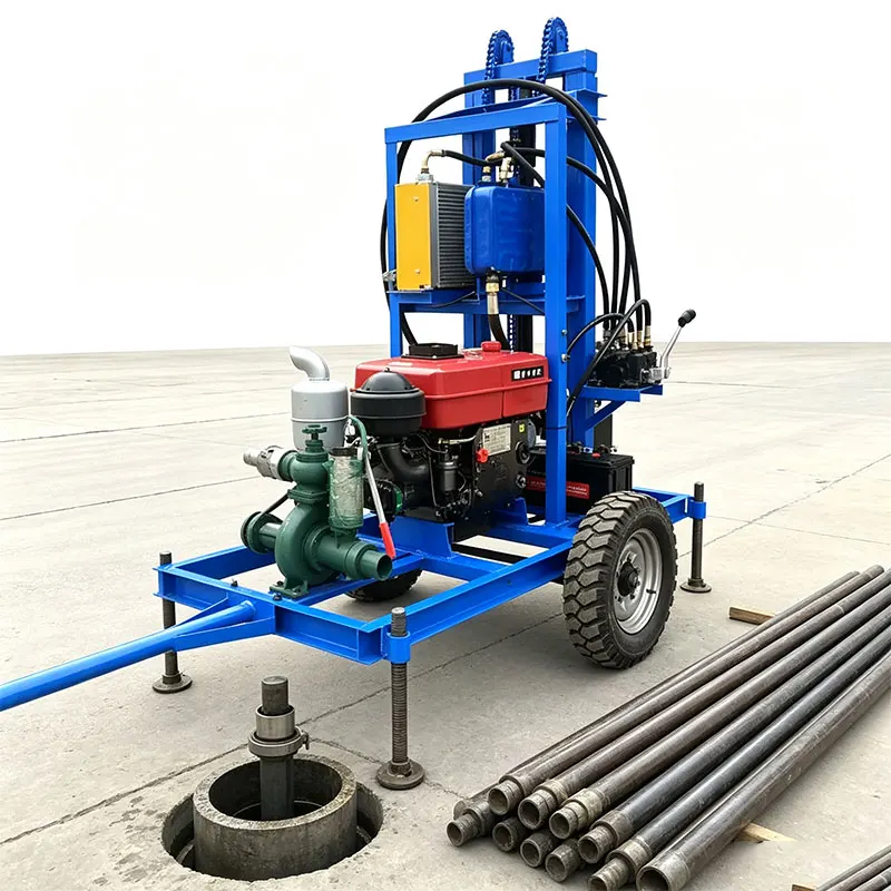 Customized User Friendly Water Well Drilling Rig 28HP 150m Portable Diesel Hydraulic Wheel Type High Quality
Customized User Friendly Water Well Drilling Rig 28HP 150m Portable Diesel Hydraulic Wheel Type High Quality