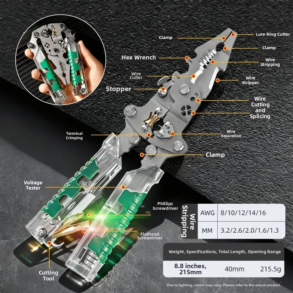 Safe Multifunctional Foldalbe Wire Stripping Pliers Folding with Voltage Test Electrician Pliers Anti-slip Crimping Pliers
Safe Multifunctional Foldalbe Wire Stripping Pliers Folding with Voltage Test Electrician Pliers Anti-slip Crimping Pliers