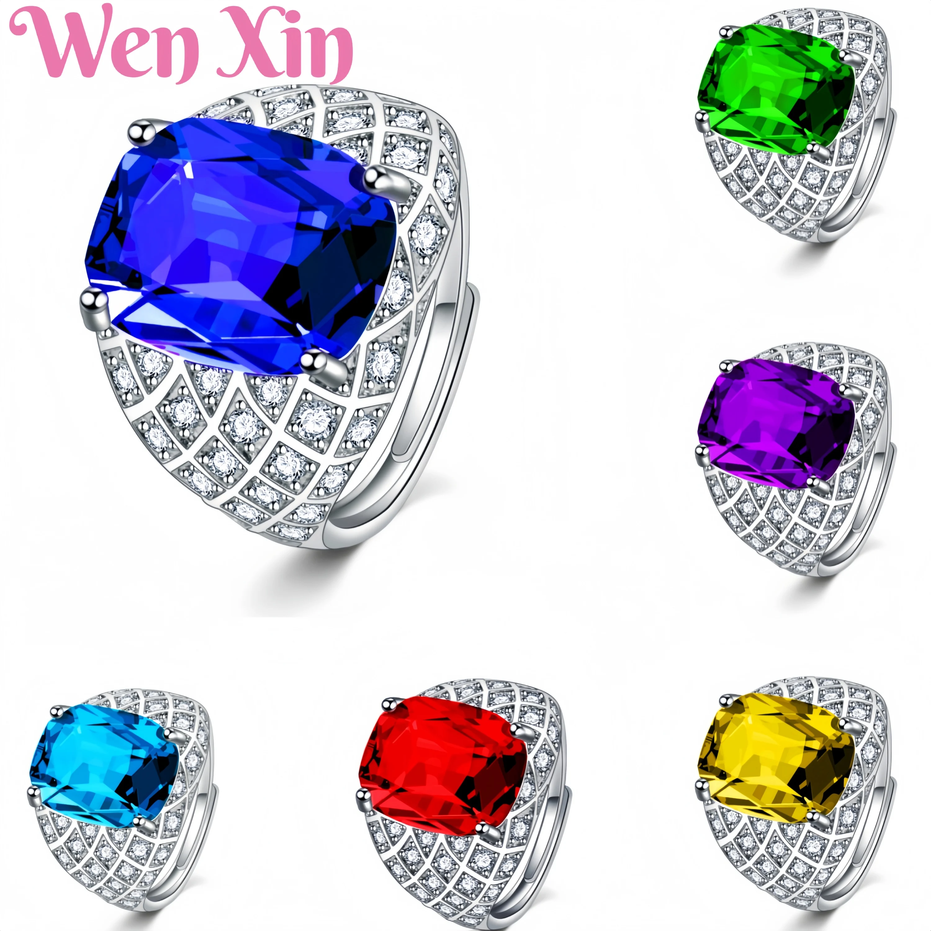 WENXIN Brand MUSHAN MCT Rectangular Sapphire Diamond Zircon Ring Fashion Jewelry Accessories Women Fine Jewelry 
WENXIN Brand MUSHAN MCT Rectangular Sapphire Diamond Zircon Ring Fashion Jewelry Accessories Women Fine Jewelry