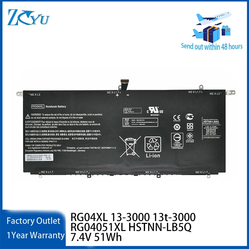 RG04XL Laptop Battery for HP Spectre 13-3000 13t-3000 RG04051XL HSTNN-LB5Q 7.4V 51Wh
RG04XL Laptop Battery for HP Spectre 13-3000 13t-3000 RG04051XL HSTNN-LB5Q 7.4V 51Wh