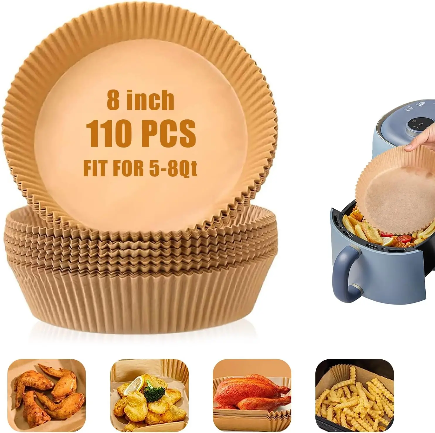 Air Fryer Paper Liners, 110 PCS Non stick Oil Resistant Air Fryer Parchment, 8 Inch Disposable Food Grade Free Of Bleach Round P
Air Fryer Paper Liners, 110 PCS Non stick Oil Resistant Air Fryer Parchment, 8 Inch Disposable Food Grade Free Of Bleach Round P