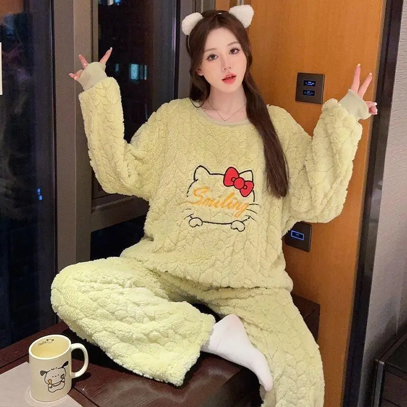 Sanrio Hello Kitty Women's Plush Pajama Set Winter New Fleece Lined Thickened Warm Cozy Cute Loose Home Loungewear Sleepwear
Sanrio Hello Kitty Women's Plush Pajama Set Winter New Fleece Lined Thickened Warm Cozy Cute Loose Home Loungewear Sleepwear