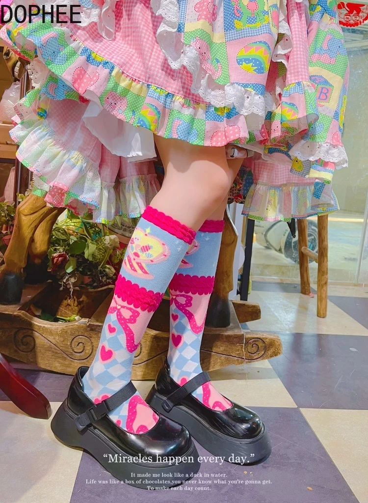 Original Handmade Colorful Cartoon Candy Floral Jacquard Cotton Socks Colorblock Knee-high Socks Cute Students Women Stockings
Original Handmade Colorful Cartoon Candy Floral Jacquard Cotton Socks Colorblock Knee-high Socks Cute Students Women Stockings