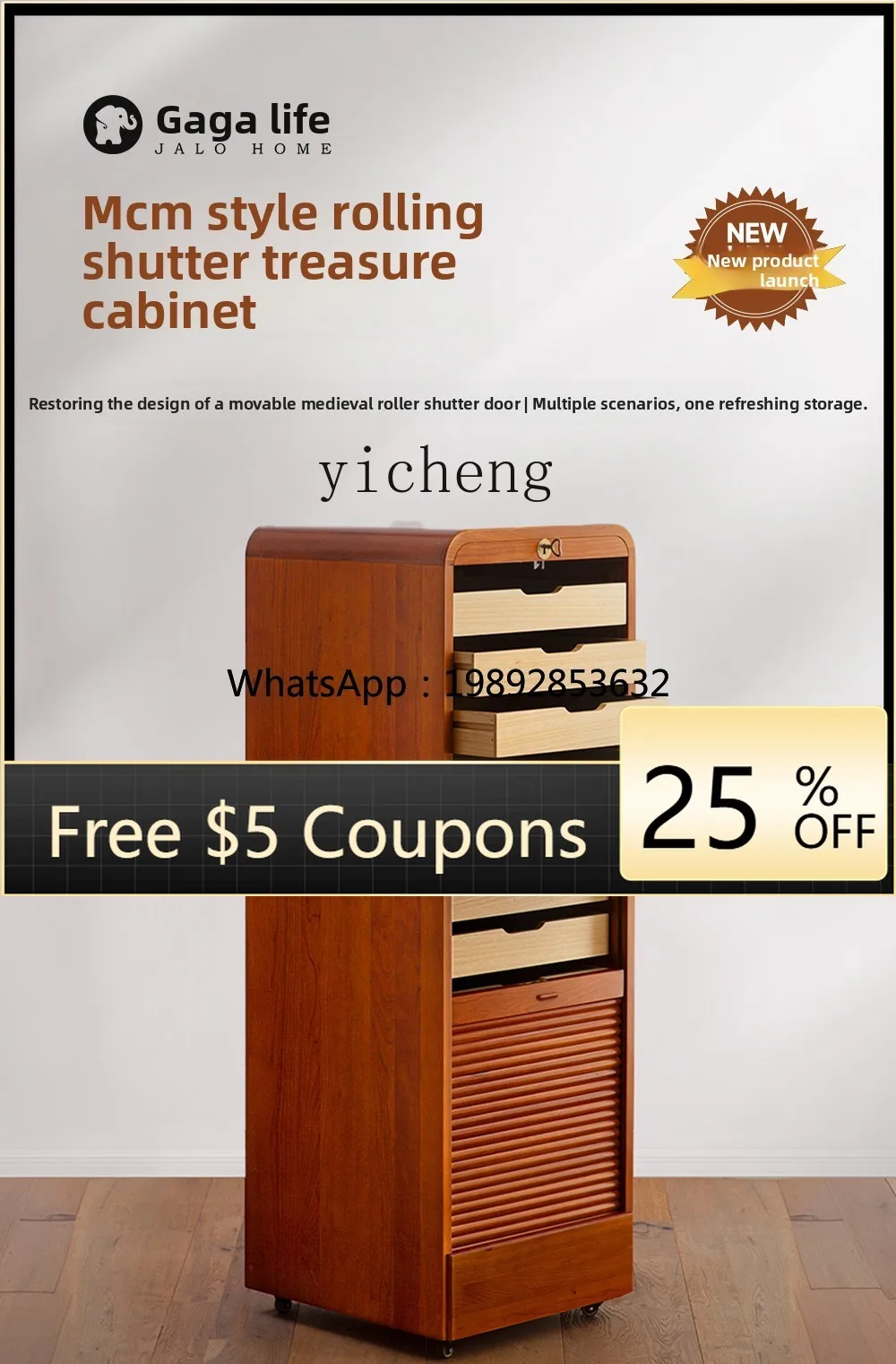 ZZ Rolling Door Treasure Cabinet Vintage Storage File Storage Cabinet Cherrywood
ZZ Rolling Door Treasure Cabinet Vintage Storage File Storage Cabinet Cherrywood