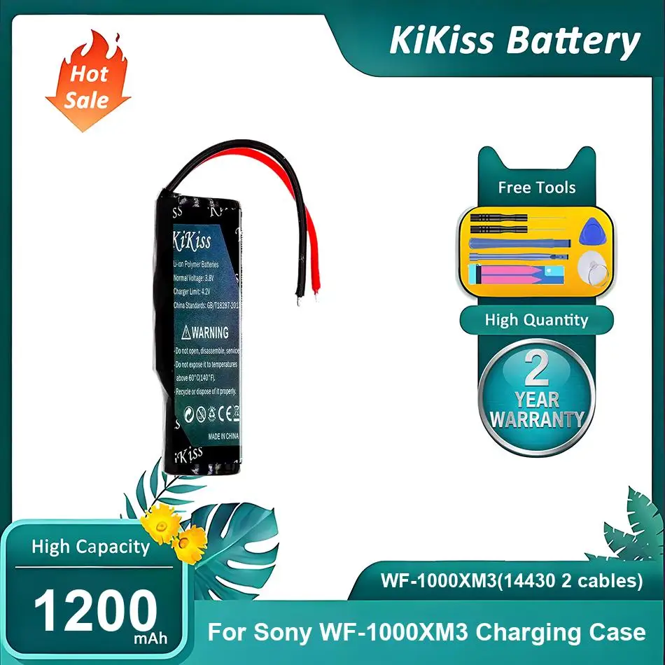 KiKiss Battery For Sony WF-1000XM3,WF-1000XM3(14430 2 cables),1200mAh
KiKiss Battery For Sony WF-1000XM3,WF-1000XM3(14430 2 cables),1200mAh