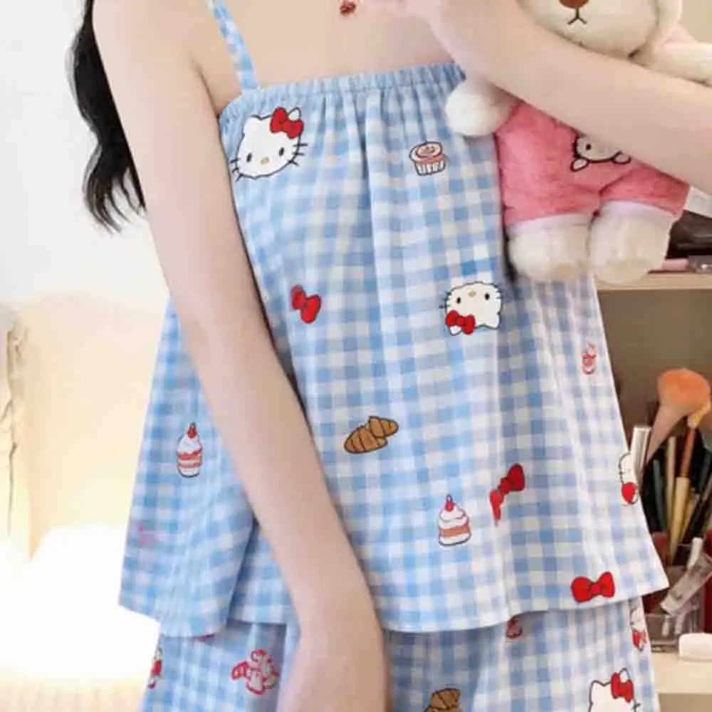 Sanrio Hello Kitty Summer Women's Pajama Set Pink Checkered Tank Top+Shorts 2 Cute Cartoon Casual Student Y2K Kawaii Pajama Gift
Sanrio Hello Kitty Summer Women's Pajama Set Pink Checkered Tank Top+Shorts 2 Cute Cartoon Casual Student Y2K Kawaii Pajama Gift