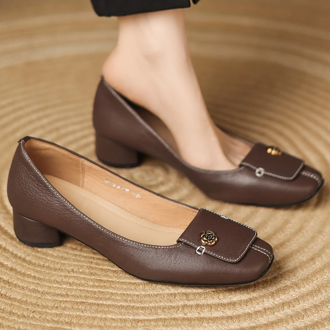 Women's sheepskin square toe slip-on pumps 3.5cm thick low heel high quality soft comfortable casual female heeled dress shoes
Women's sheepskin square toe slip-on pumps 3.5cm thick low heel high quality soft comfortable casual female heeled dress shoes