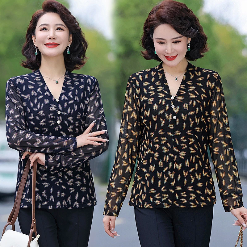 Mesh V Neck T shirt Women Long Sleeve V-neck Bottoming Full Sleeve Tops Spring Autumn printing Slim Tee T Shirts For Female
Mesh V Neck T shirt Women Long Sleeve V-neck Bottoming Full Sleeve Tops Spring Autumn printing Slim Tee T Shirts For Female