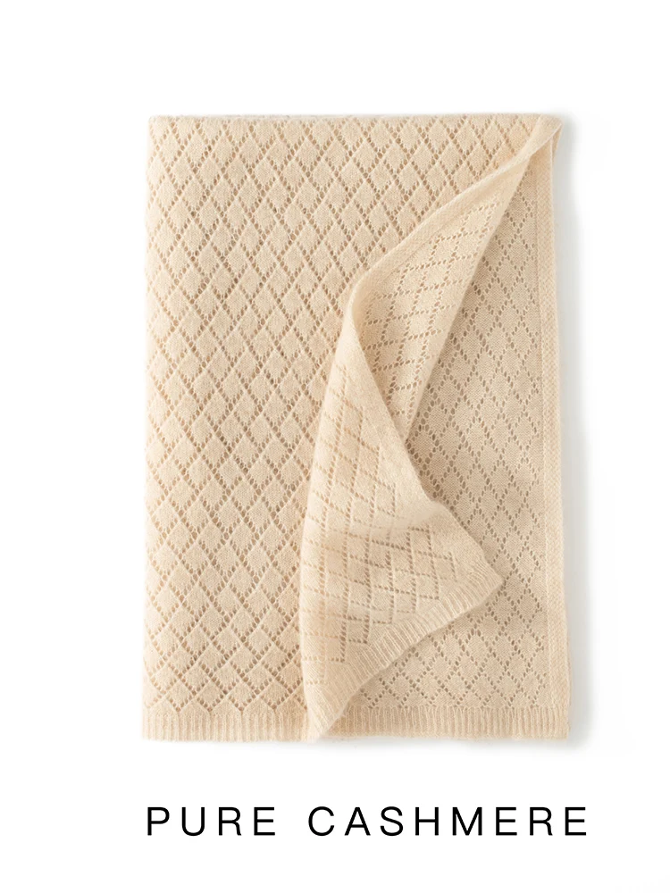 100% Pure Cashmere Scarf Shawl Women's New Soild Fashionable Hollow Out Knitted Scarf Outer Cover Autumn Winter Thick Warm Soft
100% Pure Cashmere Scarf Shawl Women's New Soild Fashionable Hollow Out Knitted Scarf Outer Cover Autumn Winter Thick Warm Soft
