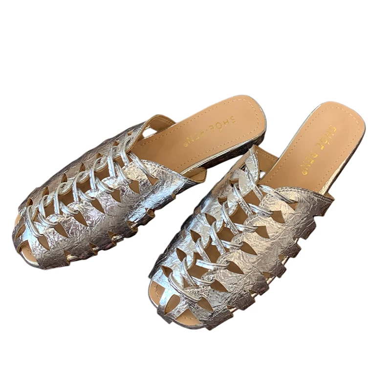 Ladies Sandals Flat Summer Close Toe Ladies Slippers Sliver Weaving Openwork Flat Shoes For Females Casual Gold Sandals
Ladies Sandals Flat Summer Close Toe Ladies Slippers Sliver Weaving Openwork Flat Shoes For Females Casual Gold Sandals