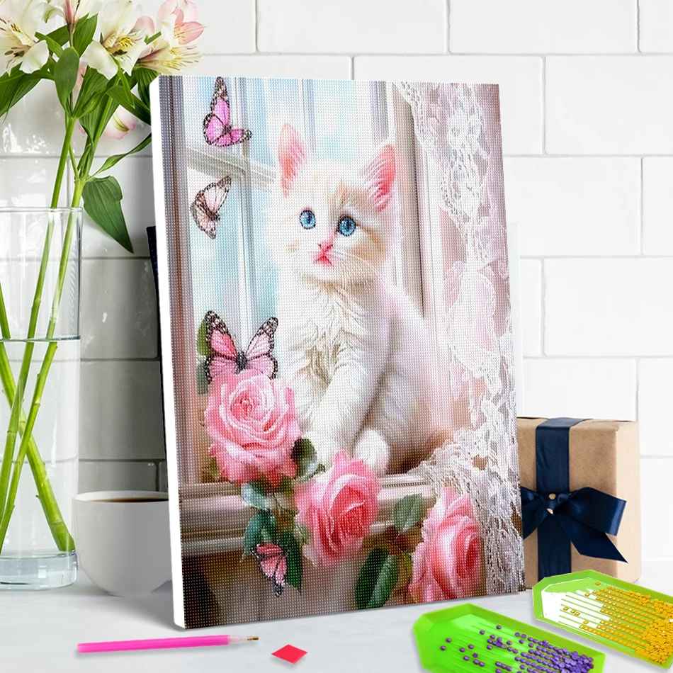 SDOYUNO 5D Diamond Painting 20X30cm ready frame Window sill white cat pink flower For Beginner Stitch Full Square/Round Drill
SDOYUNO 5D Diamond Painting 20X30cm ready frame Window sill white cat pink flower For Beginner Stitch Full Square/Round Drill