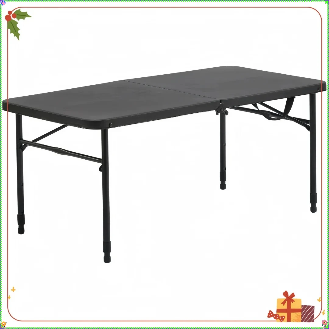 Space-Saving 40in Fold-in-Half Table, Adjustable Height Utility Table Black
Space-Saving 40in Fold-in-Half Table, Adjustable Height Utility Table Black