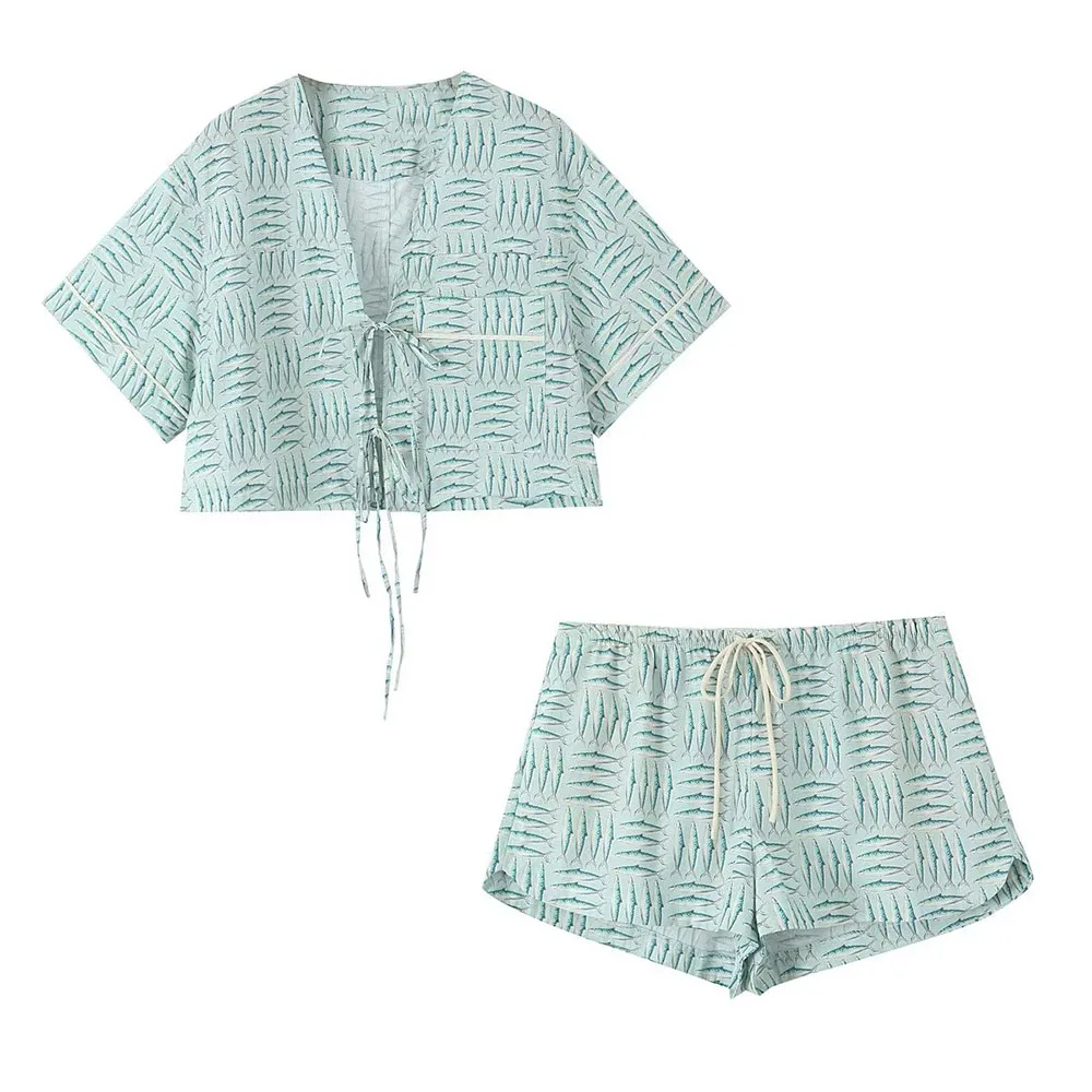 TRAF Women 2024 Autumn and Winter New Fashion Lace Bow Short Sleeve Shirt Drawstring Shorts Casual suit Mujer
TRAF Women 2024 Autumn and Winter New Fashion Lace Bow Short Sleeve Shirt Drawstring Shorts Casual suit Mujer
