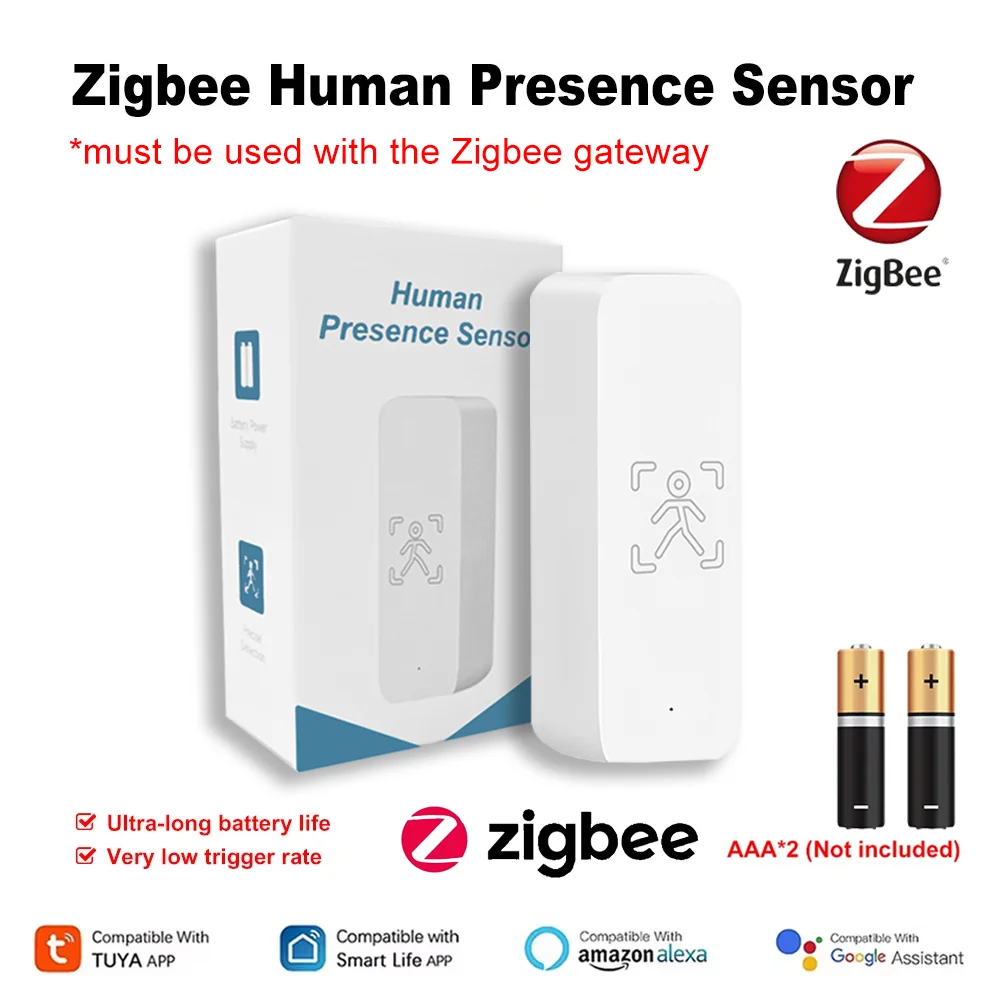 Tuya Zigbee 24GHz Radar Human Presence Detector Smart Motion Sensor with PIR Body Detection for Home Security Alexa Compatible
Tuya Zigbee 24GHz Radar Human Presence Detector Smart Motion Sensor with PIR Body Detection for Home Security Alexa Compatible