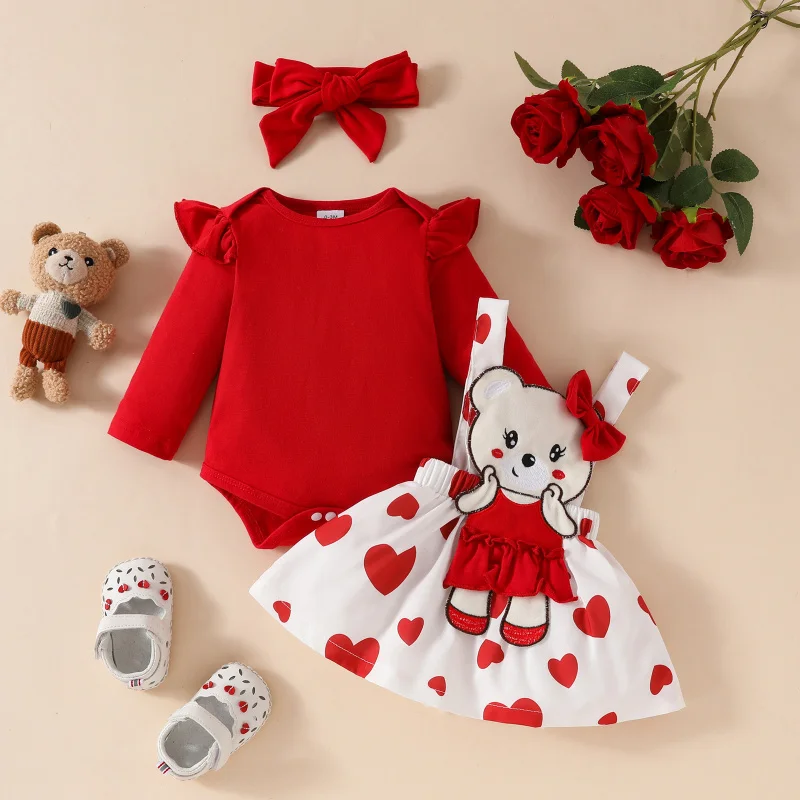 Newborn Girls Suit 3Pcs Children's Sets Long-sleeved Baby Kids Cartoon Romper Top+Strap Skirt+Headband Outfits
Newborn Girls Suit 3Pcs Children's Sets Long-sleeved Baby Kids Cartoon Romper Top+Strap Skirt+Headband Outfits