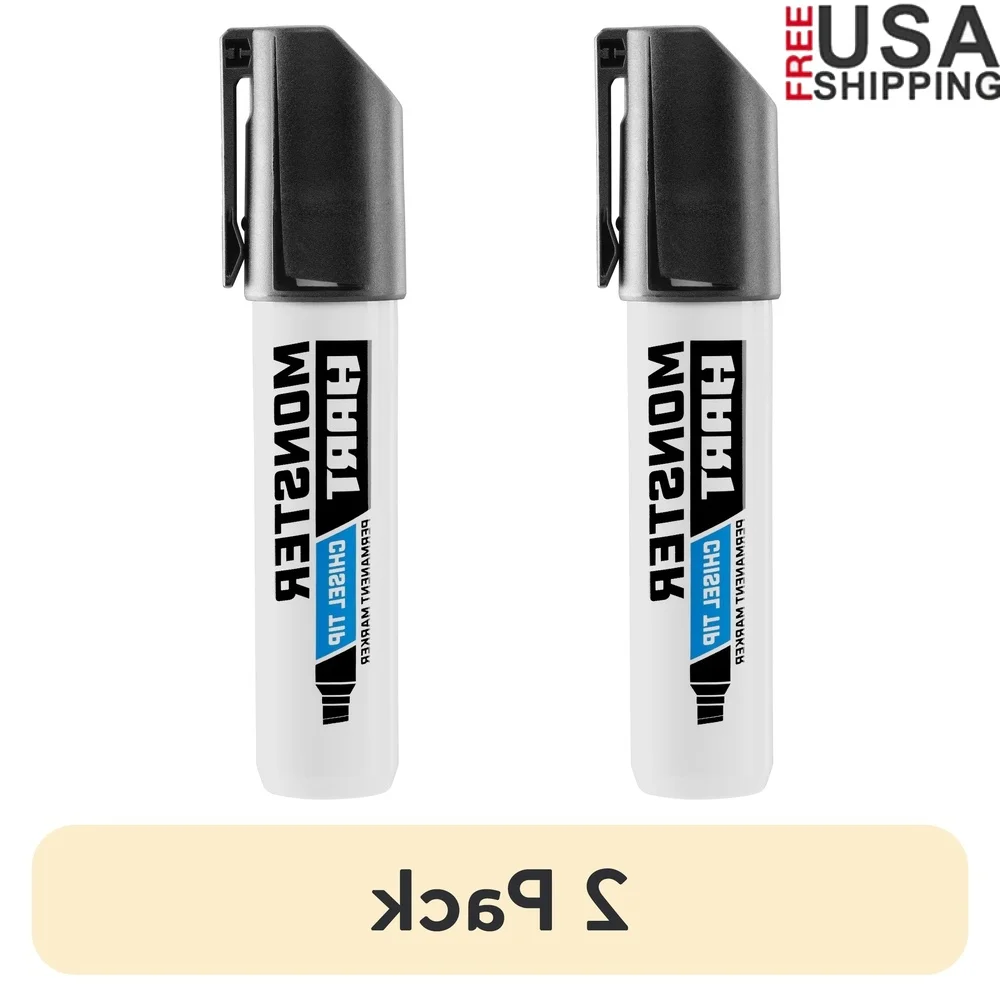 2 Pack Chisel Tip Permanent Marker Wood Metal Concrete Heavy Duty Clog Resistant Secure Locking Cap Multi Surface Marking
2 Pack Chisel Tip Permanent Marker Wood Metal Concrete Heavy Duty Clog Resistant Secure Locking Cap Multi Surface Marking