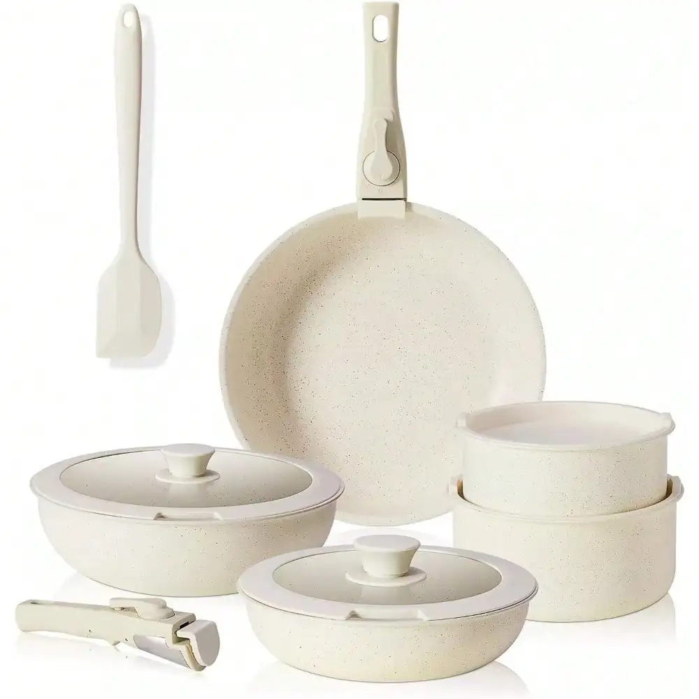 Set of 12 Pots and Pans with Detachable Handle Nonstick Kitchen Cookware Set
Set of 12 Pots and Pans with Detachable Handle Nonstick Kitchen Cookware Set