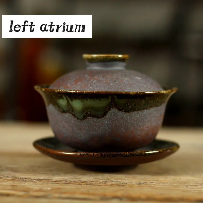 Retro Iron Rust Glaze Ceramic Gaiwan for Tea Tureen Teaware Cup Chinese Temmoku Tea Bowls Vintage Chawan Tea Ceramony Set 150ml
Retro Iron Rust Glaze Ceramic Gaiwan for Tea Tureen Teaware Cup Chinese Temmoku Tea Bowls Vintage Chawan Tea Ceramony Set 150ml