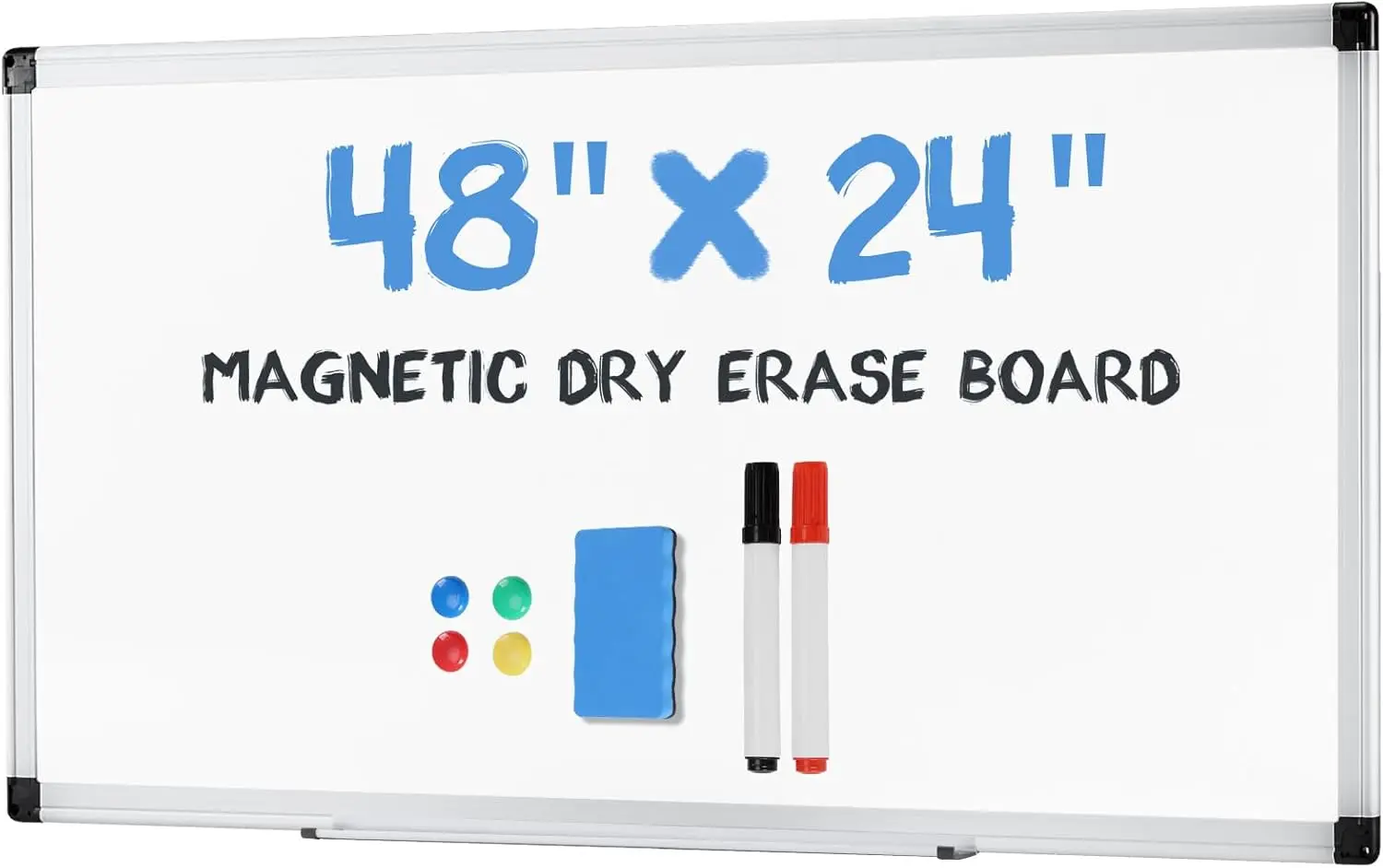 24" x 48" Magnetic White Board, Dry Erase Board for Wall with Smooth Surface, Aluminum Frame, Includes 1 Eraser, 2 Markers, 4
24" x 48" Magnetic White Board, Dry Erase Board for Wall with Smooth Surface, Aluminum Frame, Includes 1 Eraser, 2 Markers, 4