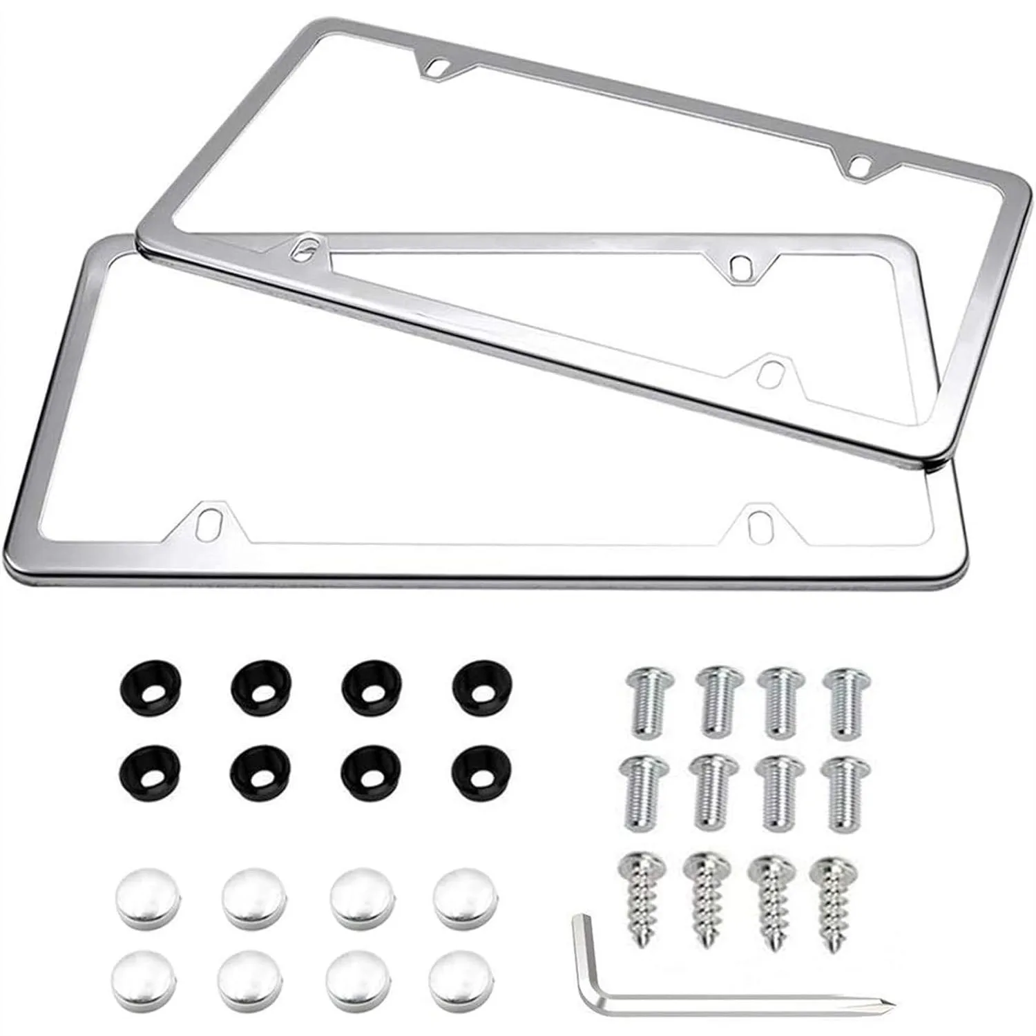 Slim Stainless Steel License Plate Frame with Chrome Screw Caps, 4 Holes, Mirror Polish Finish
Slim Stainless Steel License Plate Frame with Chrome Screw Caps, 4 Holes, Mirror Polish Finish