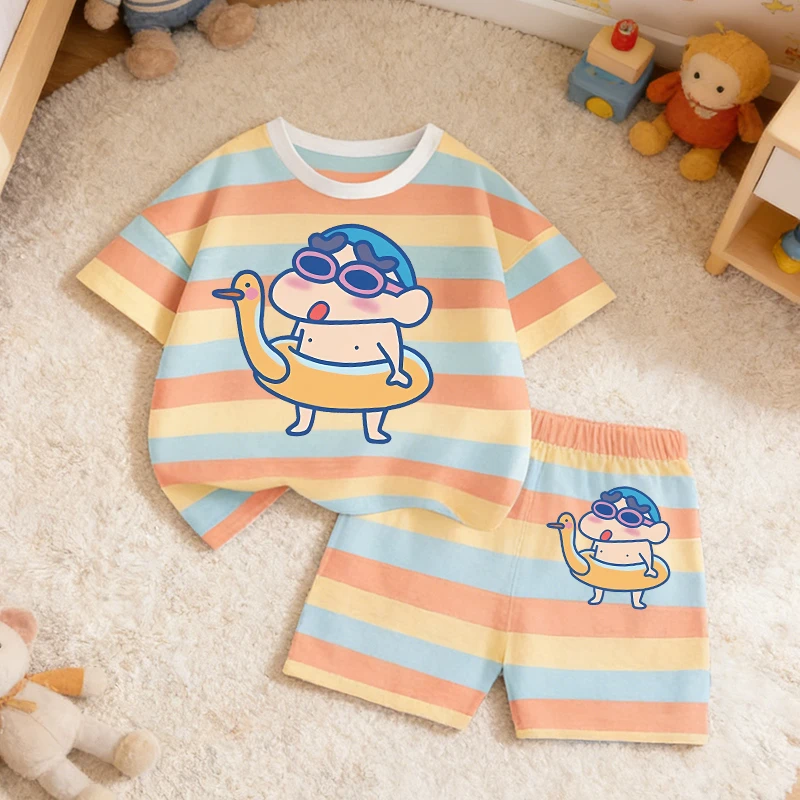 Crayon Shin-chan Children Striped Short Sleeved Suit Short Sleeves Shorts 2pcs Cute Cartoon T Shirt Summer Tees Fashion Clothes
Crayon Shin-chan Children Striped Short Sleeved Suit Short Sleeves Shorts 2pcs Cute Cartoon T Shirt Summer Tees Fashion Clothes