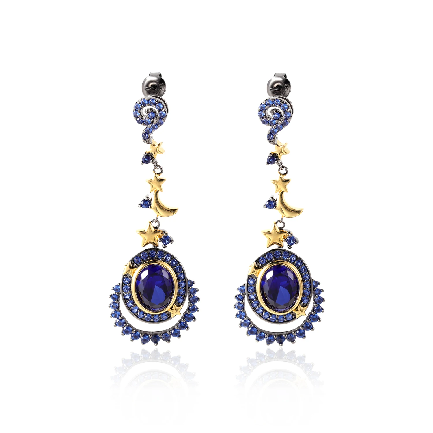 Blue Sapphire Moon Star Bezel Design Cheap Wholesale 925 Sterling Silver Earrings
Blue Sapphire Moon Star Bezel Design Cheap Wholesale 925 Sterling Silver Earrings