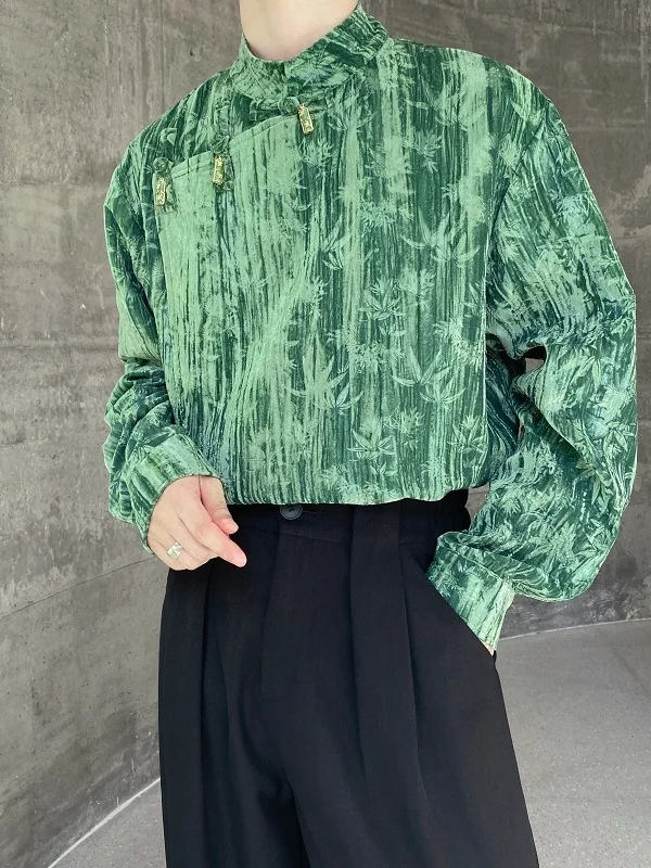 Velvet Long Sleeve Men's Shirt Autumn Fashion Stand Collar Button Design Irregular Door Design High-End Feeling Youth Trend
Velvet Long Sleeve Men's Shirt Autumn Fashion Stand Collar Button Design Irregular Door Design High-End Feeling Youth Trend