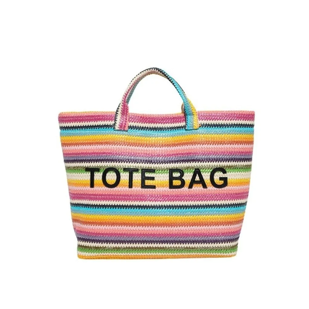Striped Straw Woven Tote Bag Contrasting Color Shoulder Bag Letter Prints Handbag Large Capacity Grocery Handbag Beach Bag
Striped Straw Woven Tote Bag Contrasting Color Shoulder Bag Letter Prints Handbag Large Capacity Grocery Handbag Beach Bag