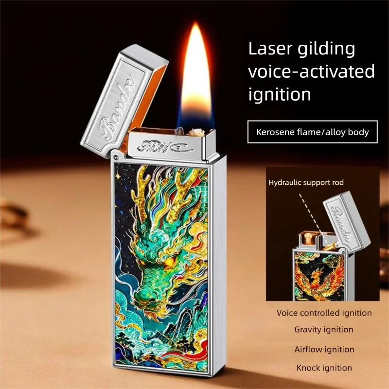 New Voice-controlled Embossed Alloy Kerosine Lighter,Intelligent Voice-controlled Ignition Open Flame Men's Personalized Lighter
New Voice-controlled Embossed Alloy Kerosine Lighter,Intelligent Voice-controlled Ignition Open Flame Men's Personalized Lighter