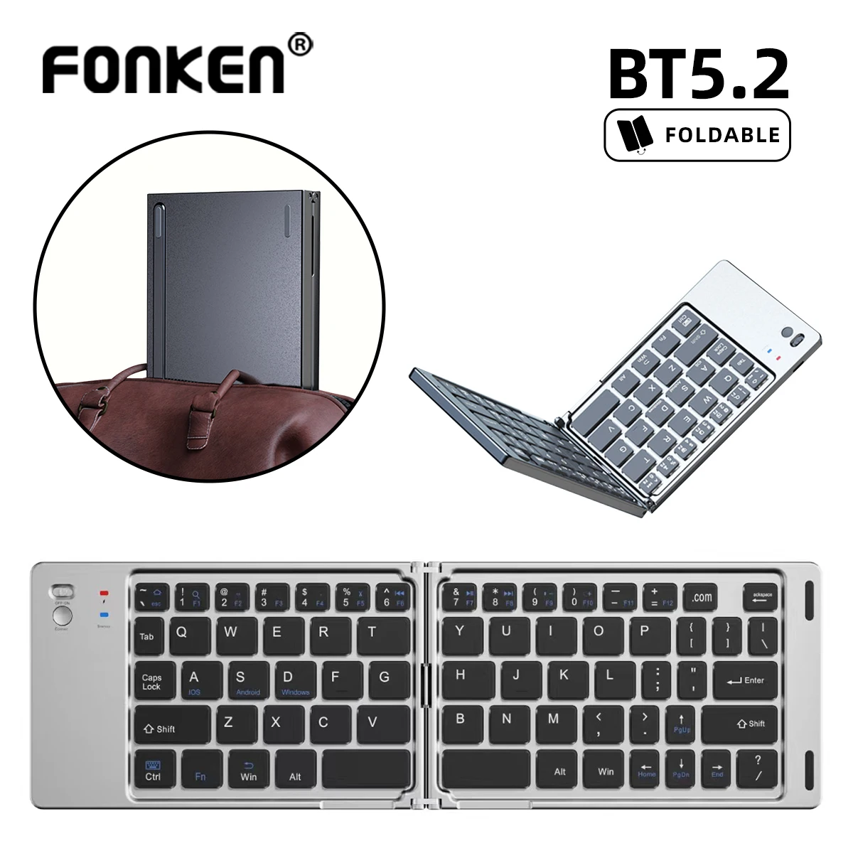 FONKEN Foldable Wireless Bluetooth Keyboard Rechargeable Folding Portable Keyboards for PC Mac Smartphone Windows iOS Android
FONKEN Foldable Wireless Bluetooth Keyboard Rechargeable Folding Portable Keyboards for PC Mac Smartphone Windows iOS Android