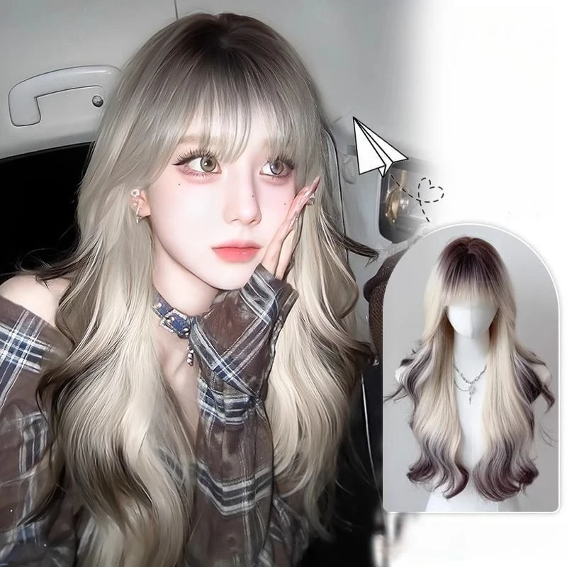 Synthetic Women's Long Hair Gradient Ombre Bangs Long Wavy Hair Wig Full Head Simulation Synthetic Fiber Full Wig
Synthetic Women's Long Hair Gradient Ombre Bangs Long Wavy Hair Wig Full Head Simulation Synthetic Fiber Full Wig