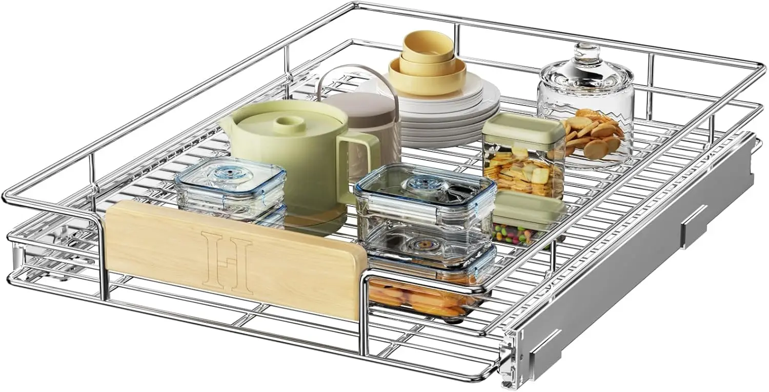 Pull Out Cabinet Organizer with Wooden Handle, 16.5"W x 21.5" Heavy Duty Slide Out Shelf for Kitchen Pantry
Pull Out Cabinet Organizer with Wooden Handle, 16.5"W x 21.5" Heavy Duty Slide Out Shelf for Kitchen Pantry