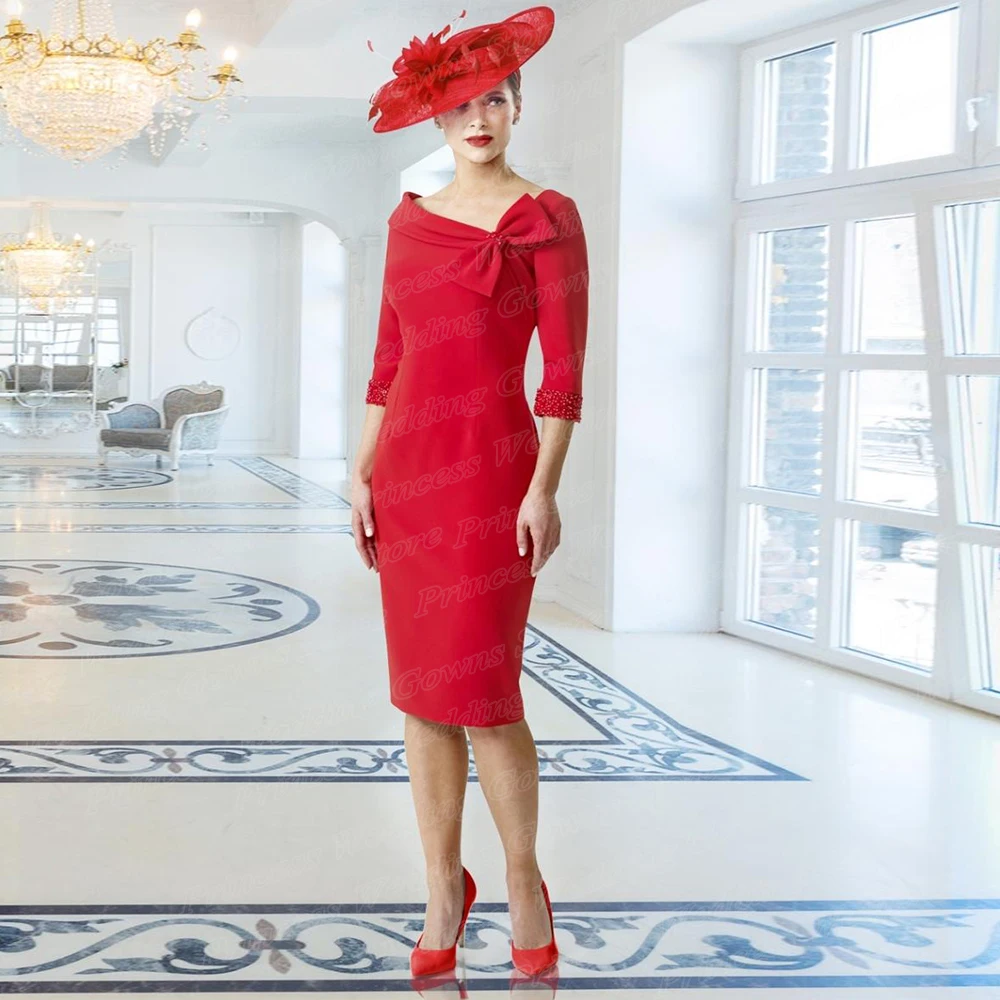 Elegant Formal Mother Dresses For Weddings Half Sleeve With Bead Knee Length Pageant Guest Party Gown Mom Of The Groom Wear 2022
Elegant Formal Mother Dresses For Weddings Half Sleeve With Bead Knee Length Pageant Guest Party Gown Mom Of The Groom Wear 2022