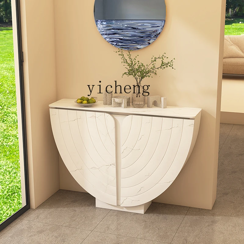 ZK rock slab entrance cabinet, semi-round solid wood light luxury entrance table, living room aisle decorative end view table
ZK rock slab entrance cabinet, semi-round solid wood light luxury entrance table, living room aisle decorative end view table