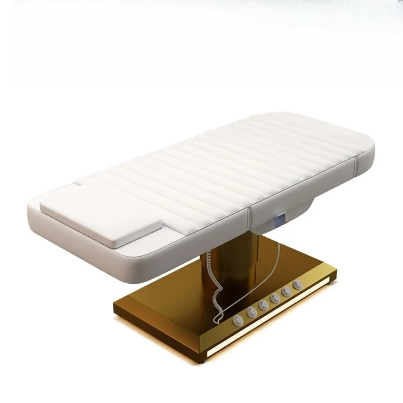 Gold Stainless Steel Base 3 Motor Black PU Beauty Massage Bed With Foot Control
Gold Stainless Steel Base 3 Motor Black PU Beauty Massage Bed With Foot Control