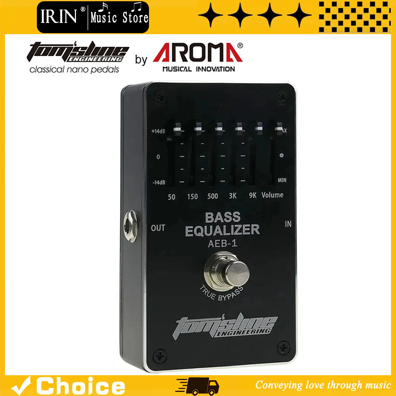 AROMA EQ 5 Band Bass Equalizer Effect Pedal Adjustable equaliser effect 5-band frequency 50Hz-9000Hz Effect Pedal
AROMA EQ 5 Band Bass Equalizer Effect Pedal Adjustable equaliser effect 5-band frequency 50Hz-9000Hz Effect Pedal