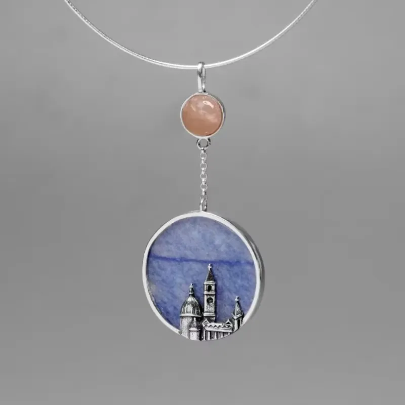 Vintage 925 Sterling Silver Natural Aventurine Moonstone Florence Cathedral Round Pendant Necklace for Women Men Jewelry
Vintage 925 Sterling Silver Natural Aventurine Moonstone Florence Cathedral Round Pendant Necklace for Women Men Jewelry