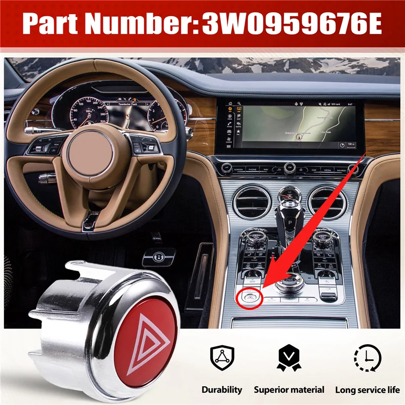 Car Emergency Light Button Double Flash Light Switch Button 3W0959676E For Bentley Continental GT 2011-2018
Car Emergency Light Button Double Flash Light Switch Button 3W0959676E For Bentley Continental GT 2011-2018