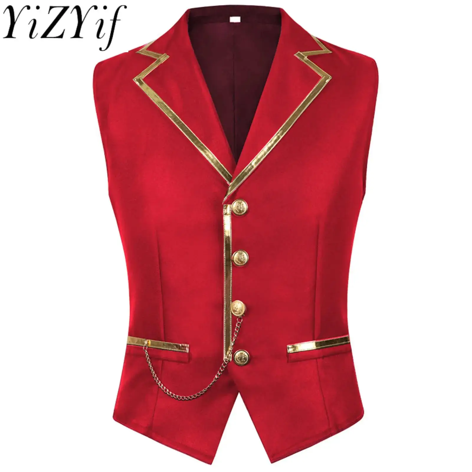 Gentle Men Gothic Medieval Prince Stylish Waistcoat Golden Edged Chain Suit Vest Performance Outfit for Party Halloween Shows
Gentle Men Gothic Medieval Prince Stylish Waistcoat Golden Edged Chain Suit Vest Performance Outfit for Party Halloween Shows